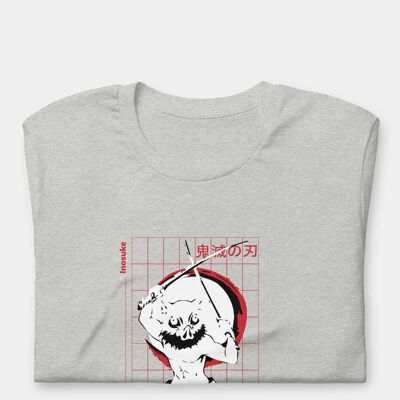 Inosuke Grid T-shirt unisexe_Gris