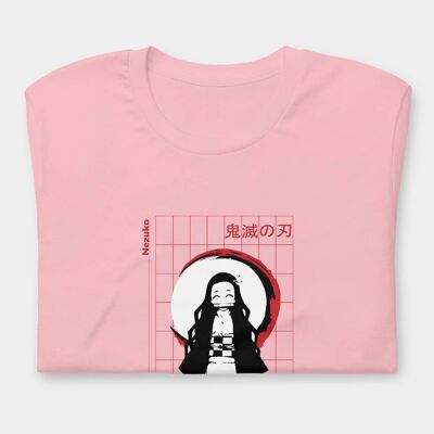 Nezuko Grid T-shirt unisexe_Blanc