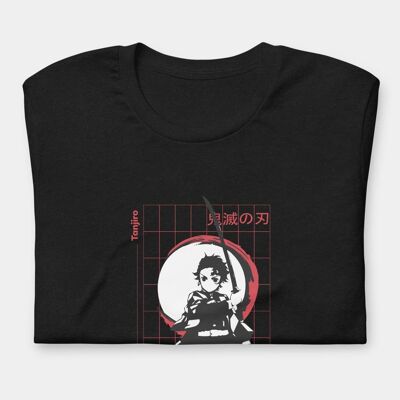 Tanjiro Grid T-shirt unisexe_Noir