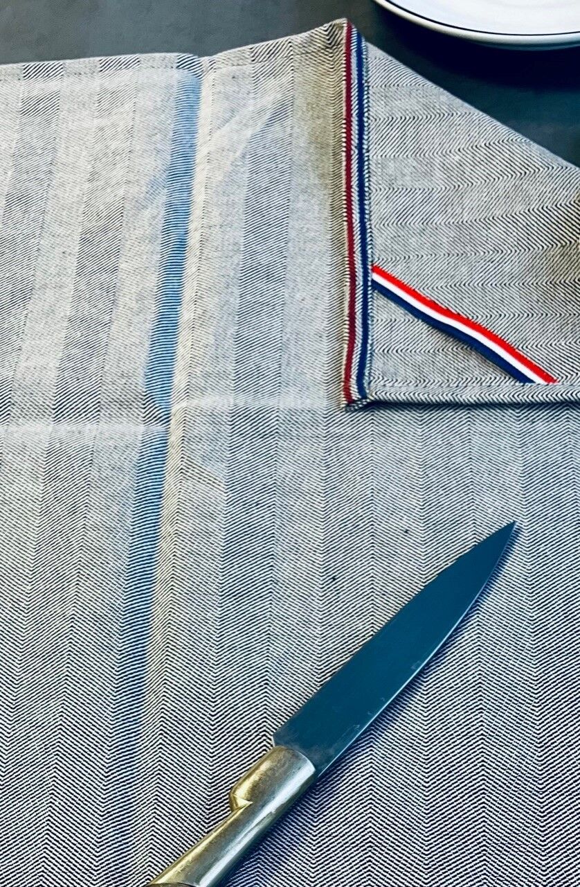Torchon POULE AU POT - chevron - 100 % coton