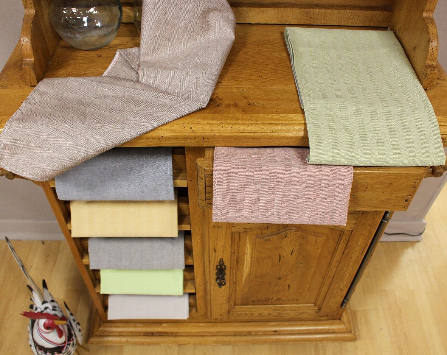 Torchon POULE AU POT - chevron - 100 % coton
