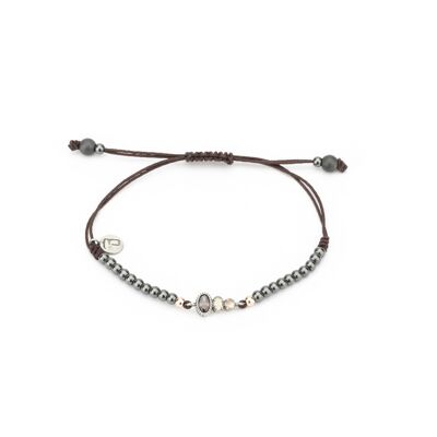 ma-296 pulsera plata macramé ojo de gato blanco, ojo de gato rosa y circonita brown