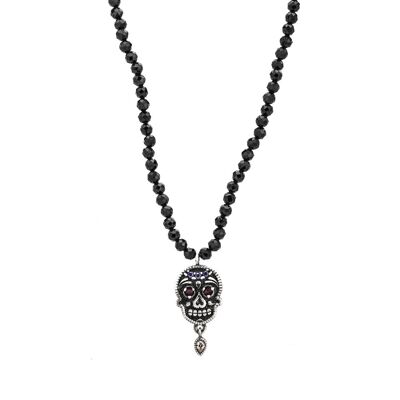 sks149 colgante plata calavera granate, onix y circonitas.