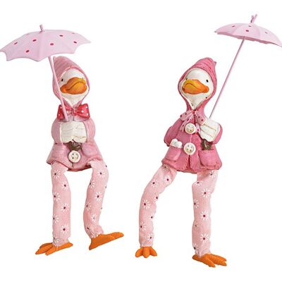 Kantenhocker Ente mit Schirm aus Poly Pink/Rosa 2-fach, (B/H/T) 8x14/21x7cm