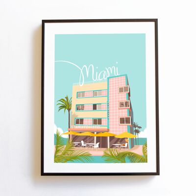 Affiche Starlite Hotel Miami hotel Art Déco Miami Floride vintage A3