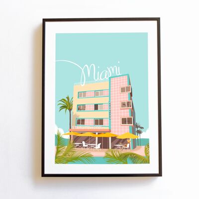 Poster Starlite Hotel Miami hotel Art Deco Miami Florida vintage A3