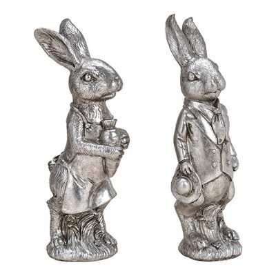 Hase aus Poly Silber 2-fach, (B/H/T) 6x22x7cm