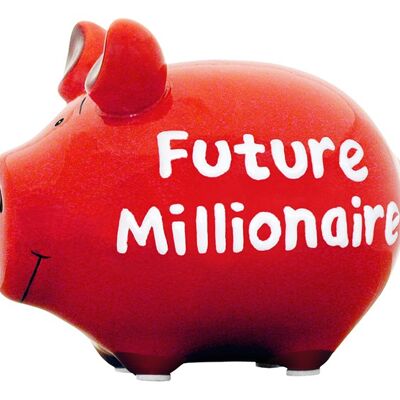 Spardose KCG Kleinschwein, Future Millionaire, aus Keramik, Art. 101185 (B/H/T) 12,5x9x9 cm