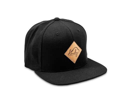 Classic Snapback "cloudy" black/ leather patch
