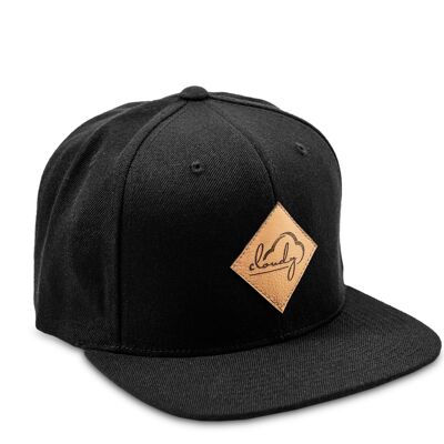 Classic Snapback "cloudy" black/ leather patch