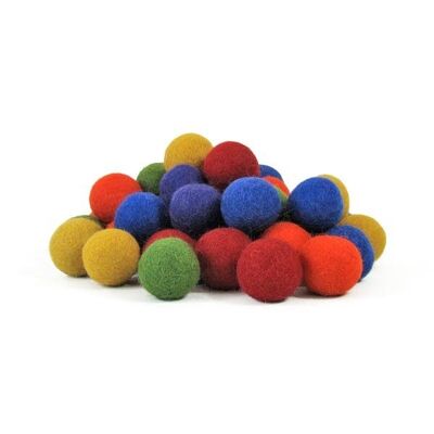 Bolas de lana de fieltro arcoíris 3,5 cm - juego de 49 - PAPOOSE TOYS