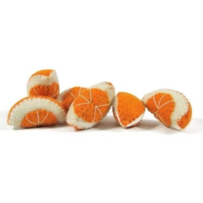 Fruit in felted wool - 6 orange wedges - PAPOOSE TOYS