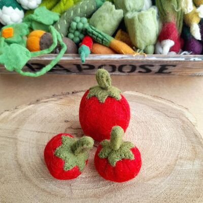 Verduras de lana de fieltro - 3 tomates - PAPOOSE TOYS