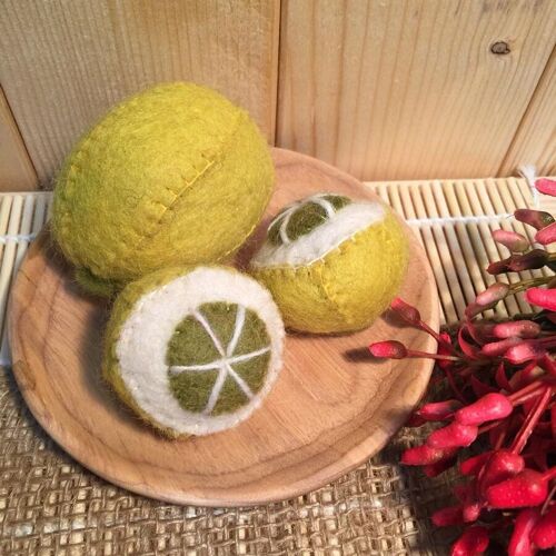 Fruits en laine feutrée - 3 citrons - PAPOOSE TOYS