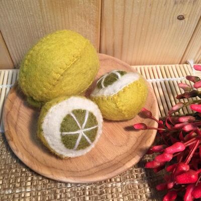 Felted wool fruits - 3 lemons - PAPOOSE TOYS