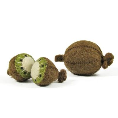 Frutti di lana infeltrita - 3 kiwi - PAPOOSE TOYS