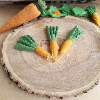 Mini légumes en laine feutrée - 3 carottes - PAPOOSE TOYS 2
