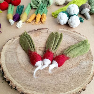 Mini légumes en laine feutrée - 3 radis - PAPOOSE TOYS