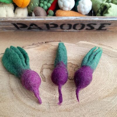 Mini vegetables in felted wool - 3 beets - PAPOOSE TOYS