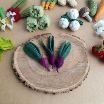 Mini légumes en laine feutrée - 3 betteraves - PAPOOSE TOYS 2