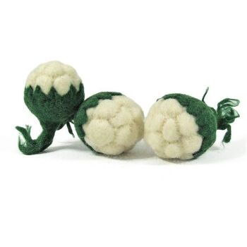 Mini légumes en laine feutrée - 3 choux-fleurs - PAPOOSE TOYS 3