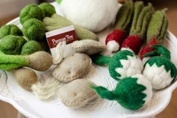 Mini légumes en laine feutrée - 3 choux-fleurs - PAPOOSE TOYS 4