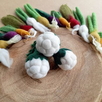 Mini légumes en laine feutrée - 3 choux-fleurs - PAPOOSE TOYS 1