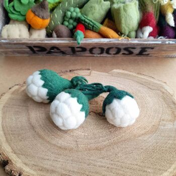 Mini légumes en laine feutrée - 3 choux-fleurs - PAPOOSE TOYS 2