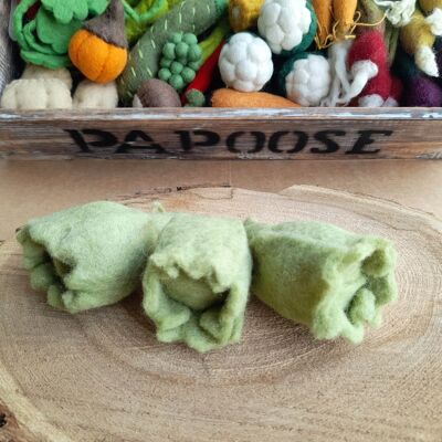 Mini vegetables in felted wool - 3 puffs - PAPOOSE TOYS