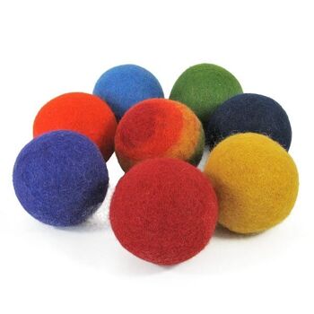 Balles 7 cm en laine feutrée Rainbow - set de 8 - PAPOOSE TOYS 3