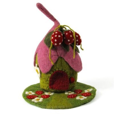 Strawberry felted wool house and rug - PAPOOSE TOYS