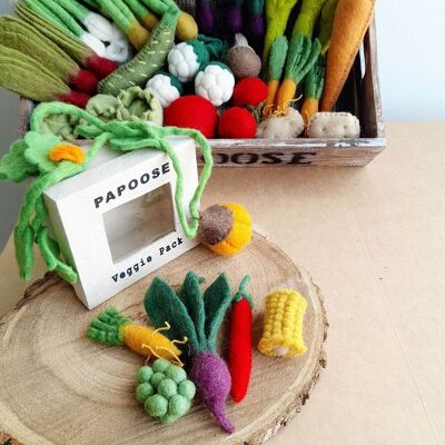 Mini verduras en lana de fieltro - juego de 6 - PAPOOSE TOYS