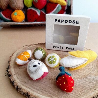 Mini frutas en lana de fieltro - juego de 6 - PAPOOSE TOYS