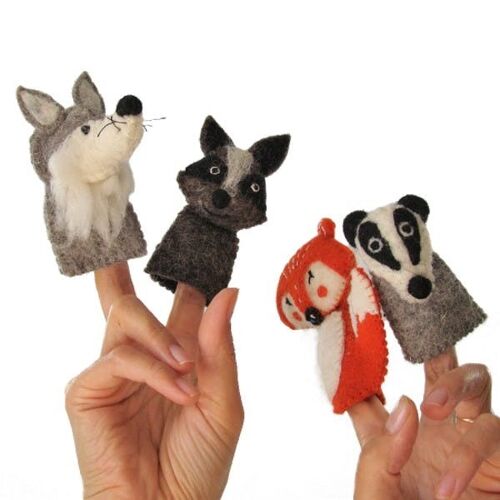 Marionnettes à doigts en laine feutrée - Forêt - PAPOOSE TOYS