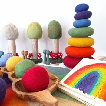 Galets en laine feutrée Rainbow - set de 7 - PAPOOSE TOYS 2