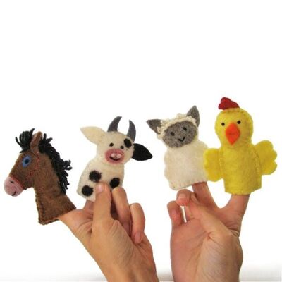 Finger puppets in felted wool - Farm - PAPOOSE TOYS