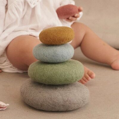 Earth felted wool pebbles - set of 5 - PAPOOSE TOYS