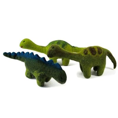 Monde des Dinosaures en laine feutrée - 3 dinosaures moyens - PAPOOSE TOYS