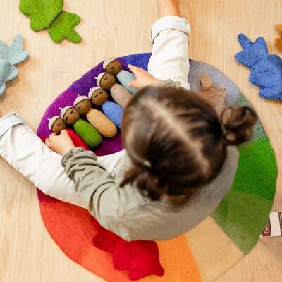 Rainbow felted wool rug - 50 cm - PAPOOSE TOYS