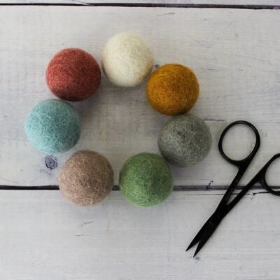 Earth 3.5 cm felted wool balls - set of 7 - PAPOOSE TOYS