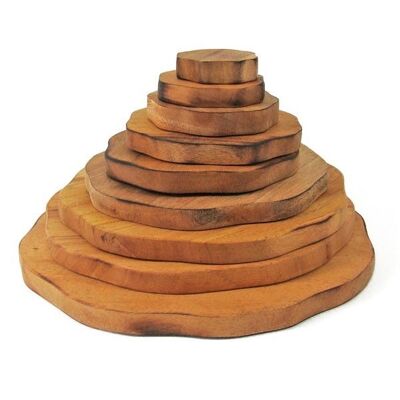 Pirámide de madera apilable - 9 piezas - PAPOOSE TOYS