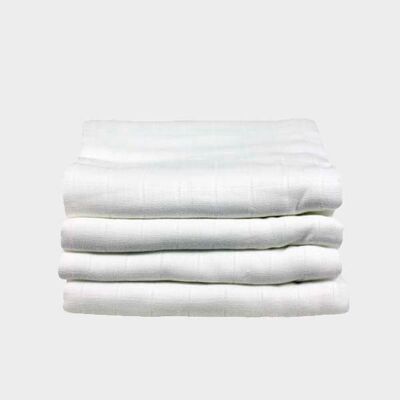 Muslin Diapers 70x70cm, White 4-p