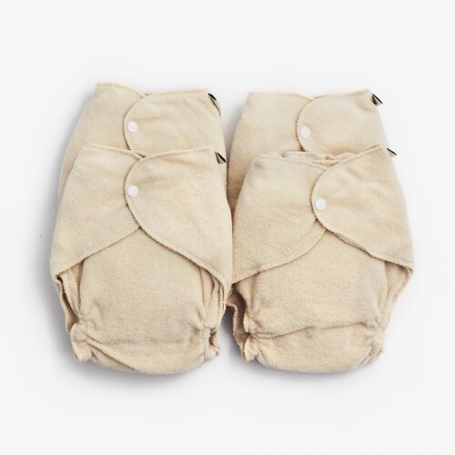 Terry Diapers, One Size, Natural 4-p
