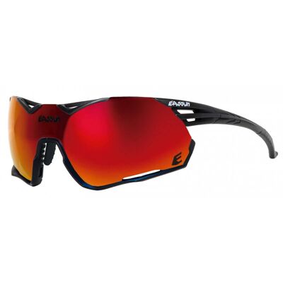 Radsport-Sonnenbrille Challenge EASSUN, CAT 3 Solar und rotes REVO-Objektiv, schwarzer Rahmen
