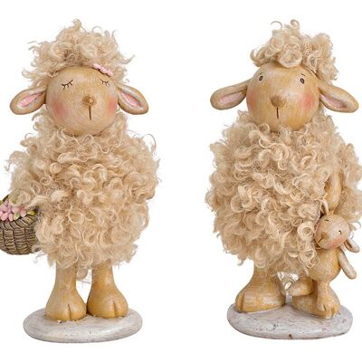 Schaf  aus Poly, Kunstfaser Braun 2-fach, (B/H/T) 9x16x6cm