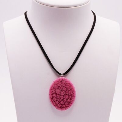 Collier Murano. Pendentif ovale en MURRINE rose