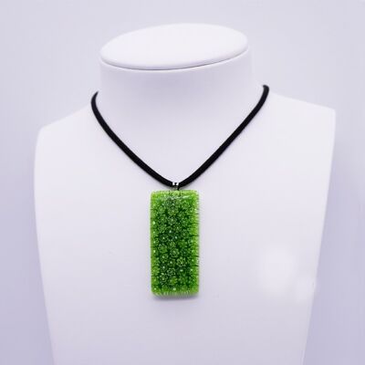Collar de cristal de Murano en rectángulo verde murrine