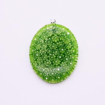 collier en verre de Murano en murrine oval vert 2
