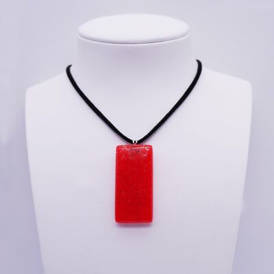 Murano glass necklace in red rectangle murrine