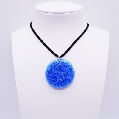 Collana in vetro di Murano in murrine tonde diametro 42 mm blu